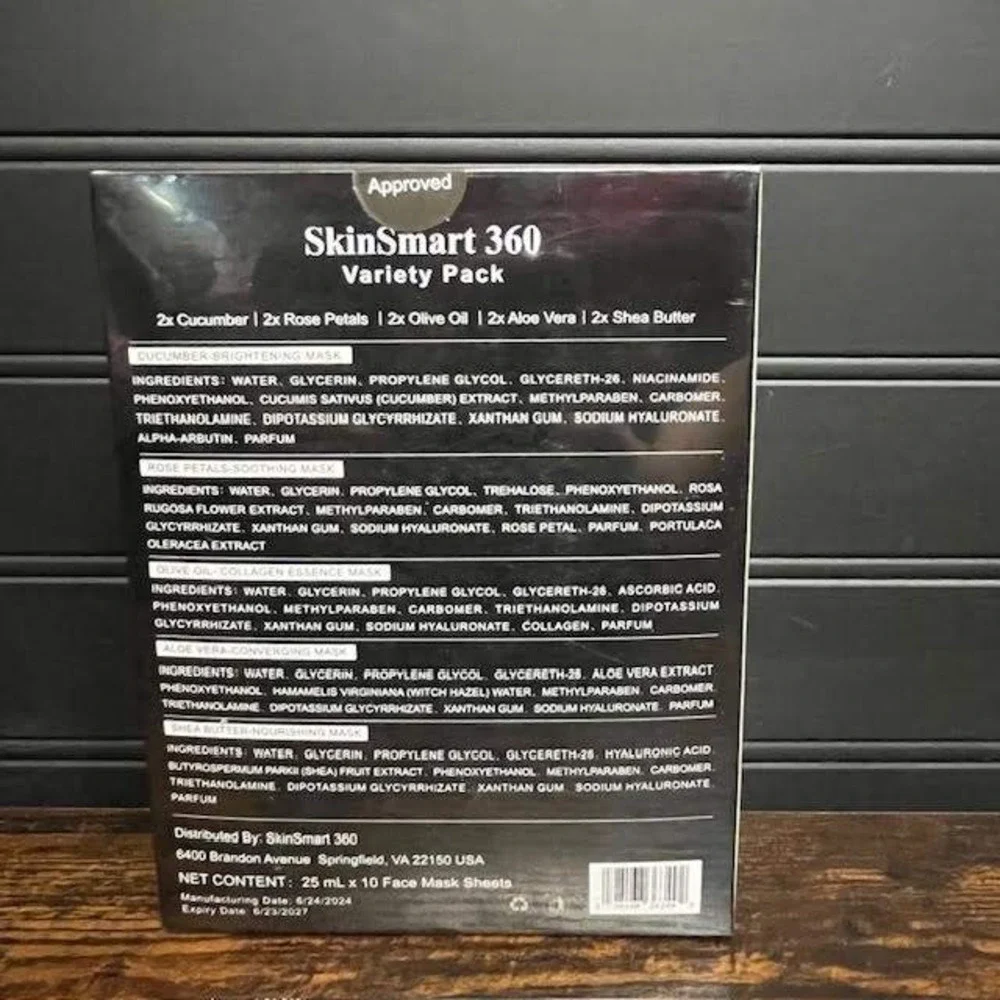 SkinSmart 360 Moisturizing Face Mask Sheets Variety Pack‎ 5x Essence 10 Masks